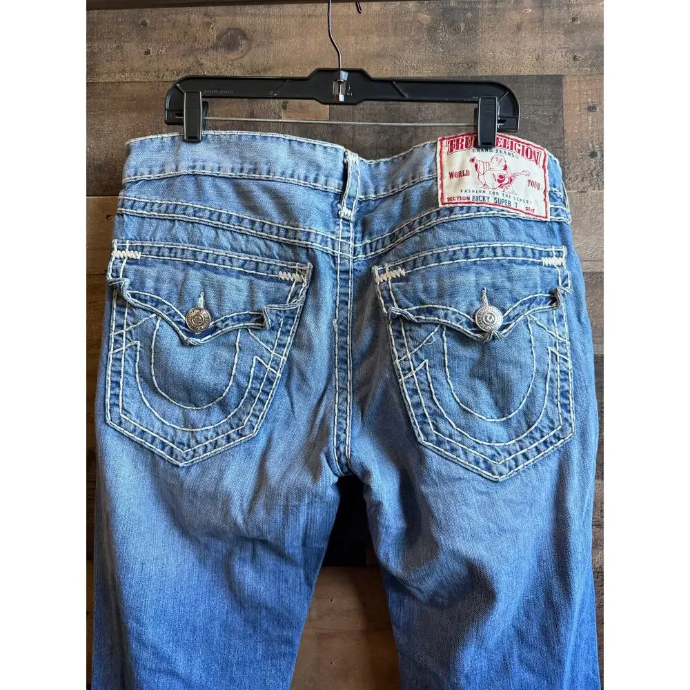 True Religion Ricky Super T Straight Leg Denim Jeans - Size 38 - (Made in USA)